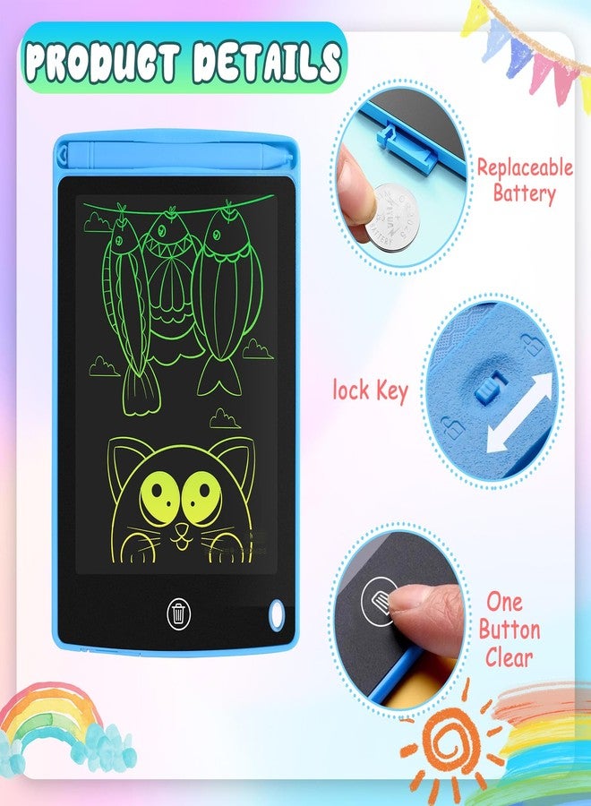 مجموعة من 12 لوحة كتابة LCD للأطفال مقاس 6.5 بوصة، لوحة رسم ملونة مع مسح بضغطة واحدة، قفل، وقلم، بدون شاشة بلو راي، لعبة لوحة الرسم للأعمار من 3 إلى 12 سنة، هدايا للأولاد والبنات (وردي، أزرق، أسود) - Image 5